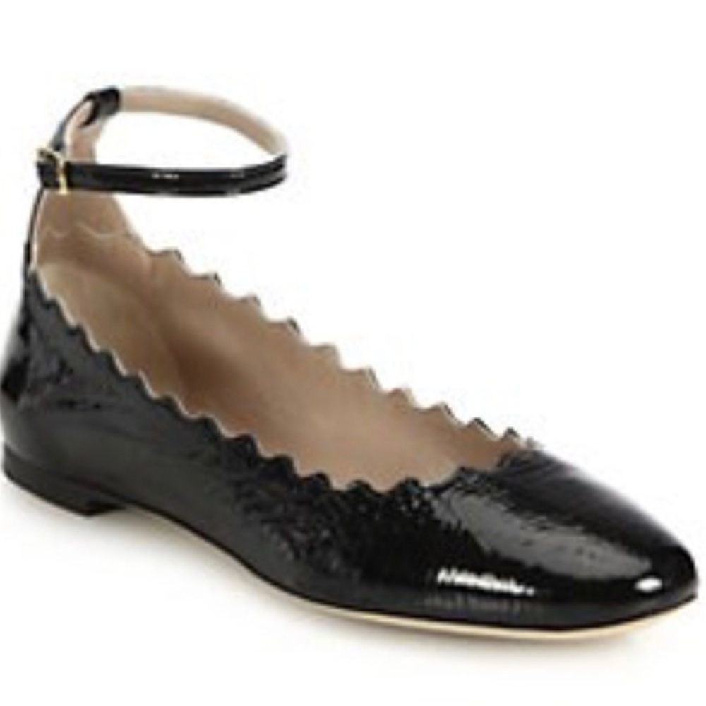 Chloe scalloped ballet flats with strap